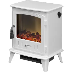 Adam Aviemore Electric Stove in White Enamel with Angled Stove Pipe