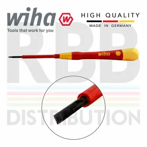 WIHA Slotted Electricians Screwdrivers Insulated VDE Slim Fit SoftFinish 1000v 2.0mm x 60mm 00819