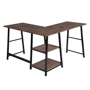 Charge L-Shape Desk Teak Grain / 75cm H x 120cm W x 120cm D