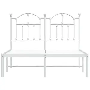 Berkfield Metal Bed Frame with Headboard White 120x200 cm