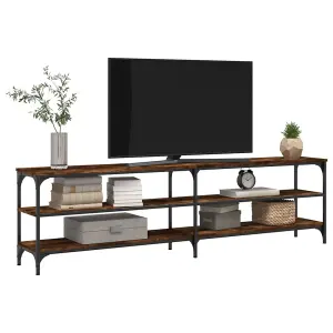 Berkfield TV Cabinet Smoked Oak 180x30x50 cm Engineered Wood and Metal