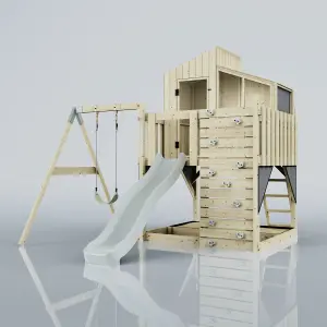 PolarPlay Kids Climbing Tower & Playhouse with Swing and Slide - Swing Balder Mist