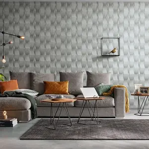 3D Effect Geometric Wallpaper Grey Erismann 10046-10