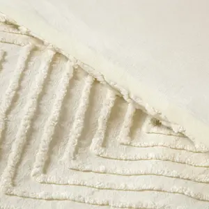 Homescapes Off White Chevron Cotton Tufted Duvet Cover Set, Single