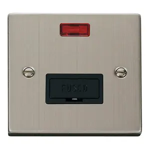 Stainless Steel 13A Fused Connection Unit With Neon - Black Trim - SE Home