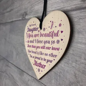 Red Ocean Mother And Daughter Gifts Handmade Wooden Hanging Heart Plaque Christmas Birthday Gift For Daughter