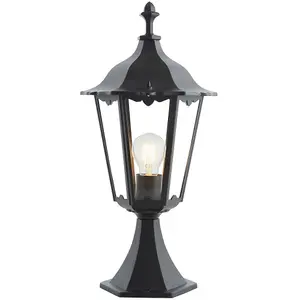 2 PACK Outdoor Post Lantern Light Matt Black & Clear Glass Garden Wall Lamp LED