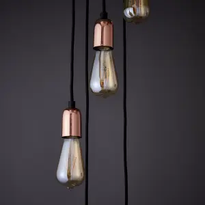 Colours Detroit Pendant Matt Steel Black Antique brass effect 5 Lamp Ceiling light