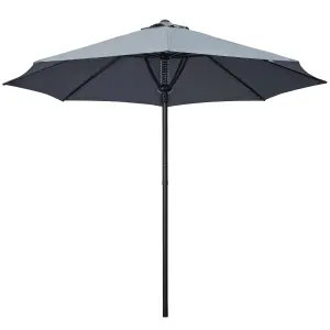 Outsunny Outdoor Market Table 3(m) Parasol Umbrella Sun Shade with 8 Ribs, Grey