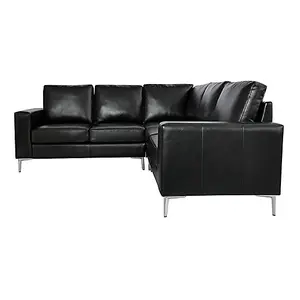 Baltic Faux Leather Corner Sofa In Black