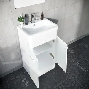 Nes Home Afern 600mm Vanity Unit Cabinet and Wash Basin White