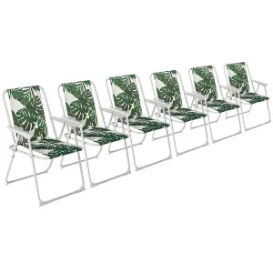 Harbour Housewares - Folding Metal Beach Chairs - Banana Leaf - Pack of 6