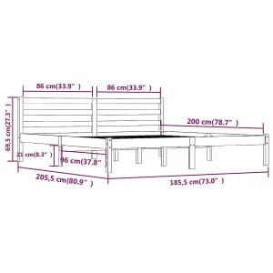 Berkfield Bed Frame Solid Wood Pine 180x200 cm White Super King Size