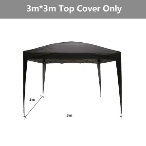 SunDaze 3x3m Pop Up Gazebo Top Cover Replacement Only Canopy Roof Cover Black