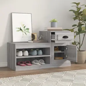 Berkfield Shoe Cabinet Grey Sonoma 100x42x60 cm Engineered Wood