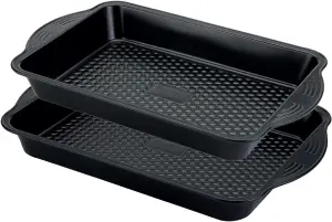 Prestige Aerolift Non Stick Baking Roasting Tray Carbon Steel Bakeware Twin Pack