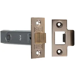 64mm Standard Tubular Door Latch Square Strike Plate & Forend Florentine Bronze