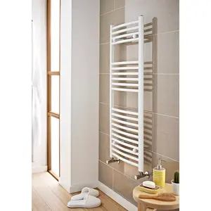 Curved Towel Rail Heated Towel Rails Chrome / 120cm H x 60cm W x 6cm D