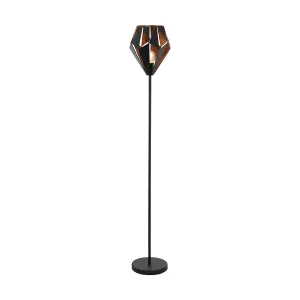 Floor Lamp Standing Light Black & Copper Shade 1 x 60W E27 Bulb Standard