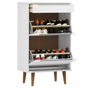 Berkfield Shoe Cabinet MOLDE White 59,5x35x103 cm Solid Wood Pine