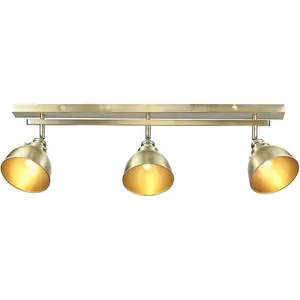 Antique brass Ceiling Spot Light - 3 x 7W LED E14 Bar Plate - Dimmable Modern industrial style