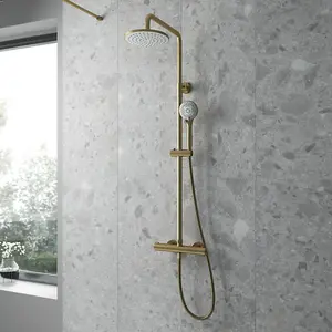 Dezine Alto 10 Brushed Brass 2 Oulet Exposed Shower Kit