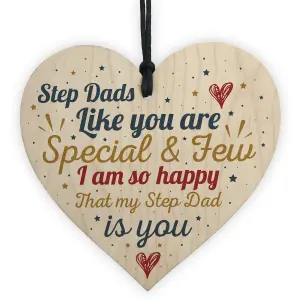 Red Ocean Step Dad Daddy Father Gift Christmas Birthday Gift Handmade Wooden Heart Plaque Thank You Gifts