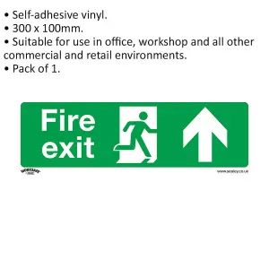 1x FIRE EXIT (UP) Health & Safety Sign - Self Adhesive 300 x 100mm Sticker