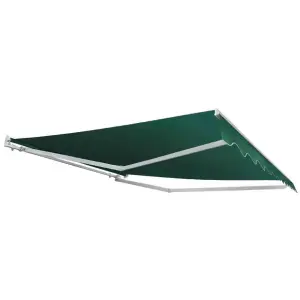 Primrose Awnings 3.5m x 4.0m Retractable Electric Half Cassette Plain Green Awning Outdoor Patio Canopy