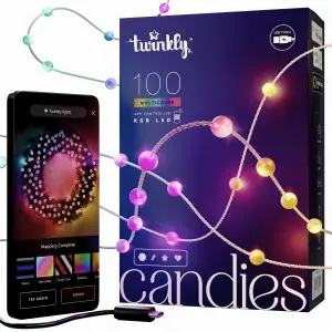 Twinkly Candies 100 Pearl-shaped RGB LEDs, Clear Wire, USB-C