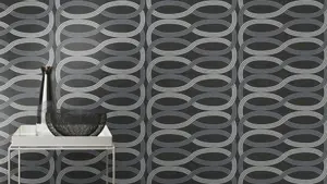 Rasch Glam Shimmering Infinity Charcoal Silver Wallpaper