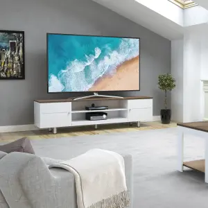 AVF Whitesands 1.9m TV Stand (Satin White & Wood)