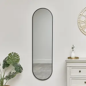 Melody Maison Black Oval Framed Wall Mirror 140cm x 40cm