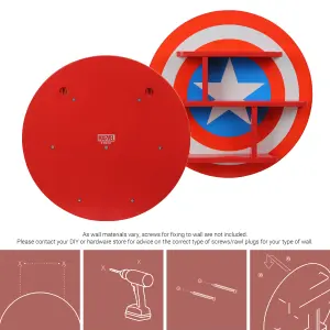 Disney Marvel Avengers Captain America Small Wall Shelf, Wall Mounted Kids' Bookshelf and Storage Shelf