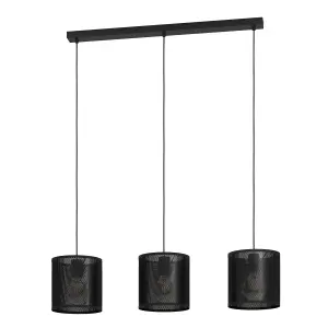 Eglo Manby Industrial Black Steel 3 Light Pendant Light