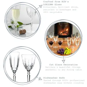 RCR Crystal - Orchestra Cut Glass Wine Glasses and Champagne Flutes - 290ml, 200ml - 12pc Set