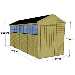 Store More Tongue and Groove Apex Shed - 16x6 Windowed