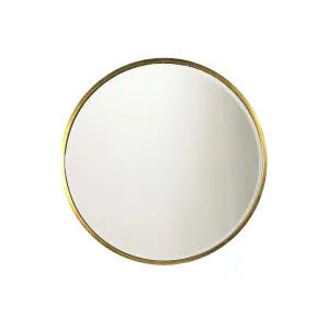 MirrorOutlet Rowan Gold Elegant Modern Bevelled Round Mirror 100 x 100cm