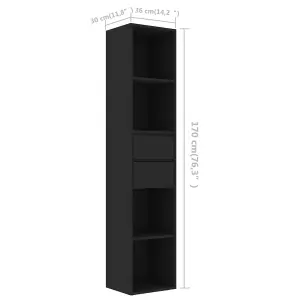 Berkfield Book Cabinet Black 36x30x171 cm Engineered Wood