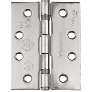 PAIR Grade 13 Heavy Duty Slim Knuckle Hinge - 107 x 77mm Bright Stainless Steel