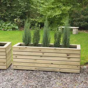 Forest Garden Linear Wooden Rectangular Planter (H)44cm (W)120cm