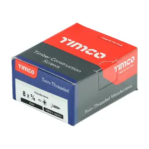 TIMCO Twin-Threaded Round Head Silver Woodscrews - 8 x 5/8 (200pcs)