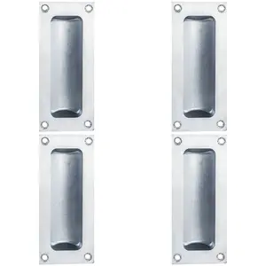 4 PACK - Recessed Sliding Door Flush Pull 102mm x 45mm 10.5mm Depth Satin Chrome