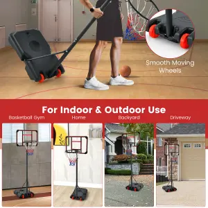 Costway Basketball Backborad Hoop Net Set 193-248cm Adjust Basketball Goal System