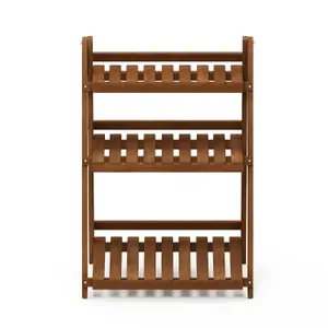 Furinno Tioman Hardwood 3-Tier Flower Rack in Teak Oil, Natural