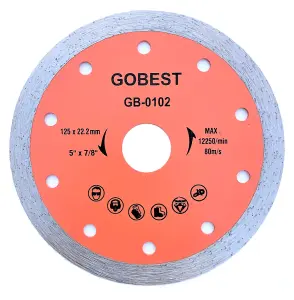 GOBEST GB-0102, angle grinder tile cutting diamond disc 125 mm, 22.2 mm bore