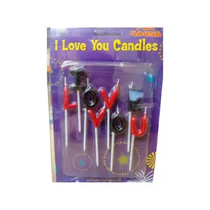 I Love You Letter Pick Candles Red/Black (One Size)