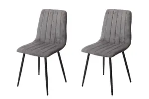 PAIR of Grey straight stitch Aspen dining chairs, black tapered legs