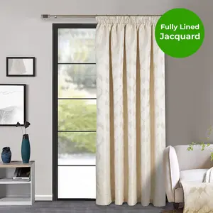 Home Curtains Halo Lined 65w x 84d" (165x213cm) Cream Pencil Pleat Door Curtain (1)