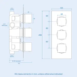 Rose Square Concealed Thermostatic Shower Mixer Set - Ceiling Head & Massage Body Jets